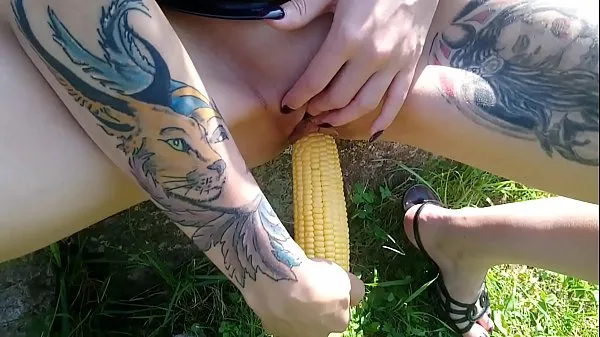 HD Lucy Ravenblood fucking pussy with corn in public power Clips