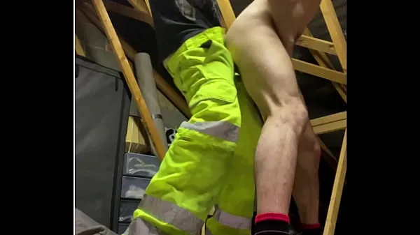 HD Skinny twink Sucks chavy traide massive cock in work mans unifrom on site power Clips