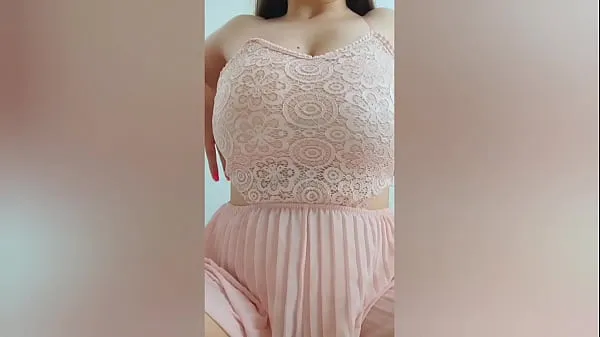 HD Young cutie in pink dress playing with her big tits in front of the camera - DepravedMinx power Clips
